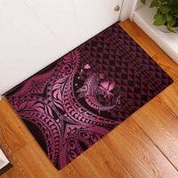 Aloha Hawaii Hammerhead Shark Rubber Doormat Pink Kakau and Polynesian Tattoo LT03
