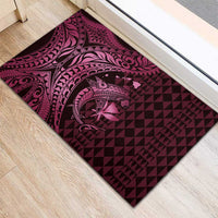 Aloha Hawaii Hammerhead Shark Rubber Doormat Pink Kakau and Polynesian Tattoo LT03