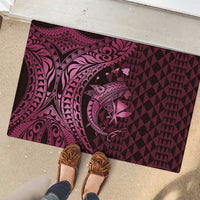 Aloha Hawaii Hammerhead Shark Rubber Doormat Pink Kakau and Polynesian Tattoo LT03