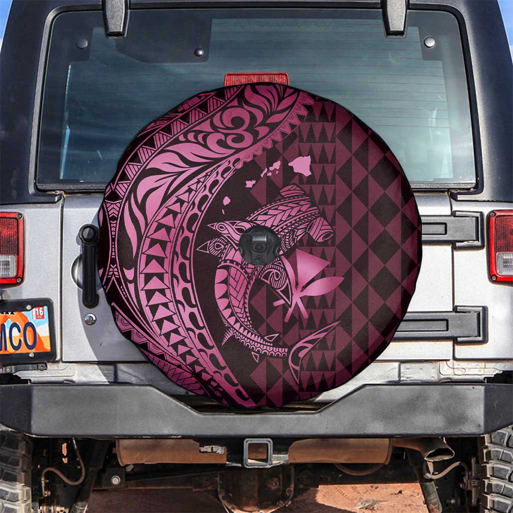 Aloha Hawaii Hammerhead Shark Spare Tire Cover Pink Kakau and Polynesian Tattoo LT03