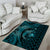 Aloha Hawaii Hammerhead Shark Area Rug Turquoise Kakau and Polynesian Tattoo LT03