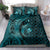 Aloha Hawaii Hammerhead Shark Bedding Set Turquoise Kakau and Polynesian Tattoo LT03