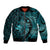 Aloha Hawaii Hammerhead Shark Bomber Jacket Turquoise Kakau and Polynesian Tattoo LT03