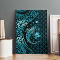 Aloha Hawaii Hammerhead Shark Canvas Wall Art Turquoise Kakau and Polynesian Tattoo LT03