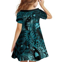Aloha Hawaii Hammerhead Shark Family Matching Summer Maxi Dress and Hawaiian Shirt Turquoise Kakau and Polynesian Tattoo LT03 - Polynesian Pride