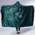 Aloha Hawaii Hammerhead Shark Hooded Blanket Turquoise Kakau and Polynesian Tattoo LT03