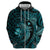 Aloha Hawaii Hammerhead Shark Hoodie Turquoise Kakau and Polynesian Tattoo LT03