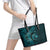 Aloha Hawaii Hammerhead Shark Leather Tote Bag Turquoise Kakau and Polynesian Tattoo LT03