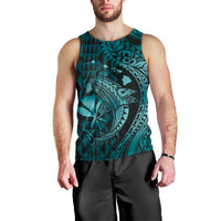 Aloha Hawaii Hammerhead Shark Men Tank Top Turquoise Kakau and Polynesian Tattoo LT03