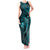 Aloha Hawaii Hammerhead Shark Tank Maxi Dress Turquoise Kakau and Polynesian Tattoo LT03