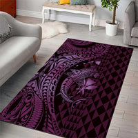 Aloha Hawaii Hammerhead Shark Area Rug Purple Kakau and Polynesian Tattoo LT03