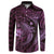 Aloha Hawaii Hammerhead Shark Button Sweatshirt Purple Kakau and Polynesian Tattoo LT03