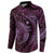 Aloha Hawaii Hammerhead Shark Button Sweatshirt Purple Kakau and Polynesian Tattoo LT03