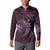 Aloha Hawaii Hammerhead Shark Button Sweatshirt Purple Kakau and Polynesian Tattoo LT03
