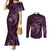 Aloha Hawaii Hammerhead Shark Couples Matching Mermaid Dress and Long Sleeve Button Shirt Purple Kakau and Polynesian Tattoo LT03