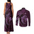 Aloha Hawaii Hammerhead Shark Couples Matching Tank Maxi Dress and Long Sleeve Button Shirt Purple Kakau and Polynesian Tattoo LT03