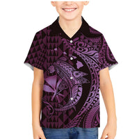 Aloha Hawaii Hammerhead Shark Family Matching Mermaid Dress and Hawaiian Shirt Purple Kakau and Polynesian Tattoo LT03