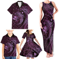 Aloha Hawaii Hammerhead Shark Family Matching Tank Maxi Dress and Hawaiian Shirt Purple Kakau and Polynesian Tattoo LT03