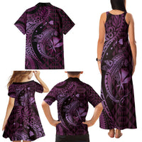 Aloha Hawaii Hammerhead Shark Family Matching Tank Maxi Dress and Hawaiian Shirt Purple Kakau and Polynesian Tattoo LT03