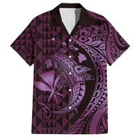 Aloha Hawaii Hammerhead Shark Family Matching Tank Maxi Dress and Hawaiian Shirt Purple Kakau and Polynesian Tattoo LT03