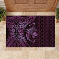 Aloha Hawaii Hammerhead Shark Rubber Doormat Purple Kakau and Polynesian Tattoo LT03