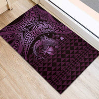 Aloha Hawaii Hammerhead Shark Rubber Doormat Purple Kakau and Polynesian Tattoo LT03