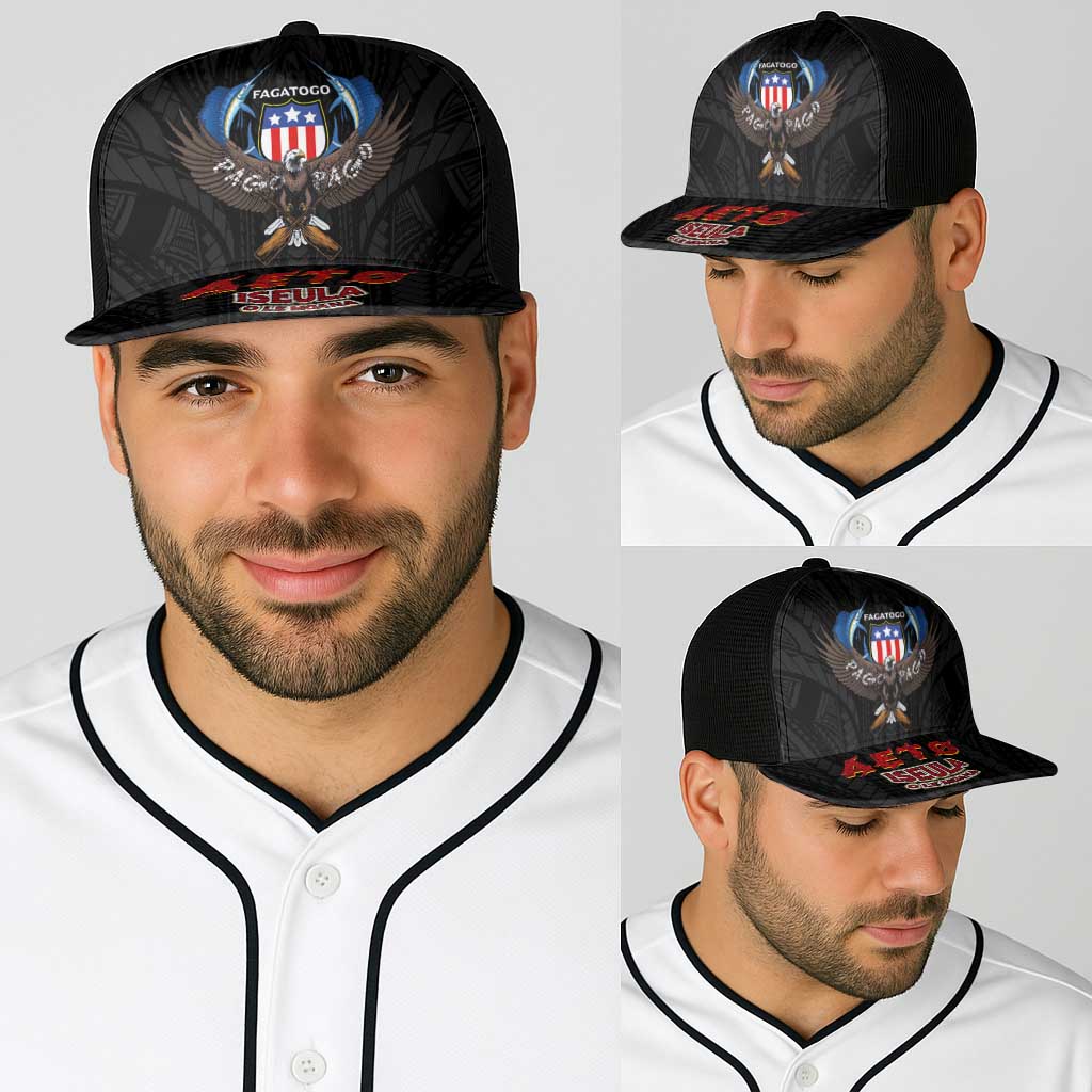 American Samoa Fautasi Baseball Net Cap Pago Pago Aeto and Iseula o le Moana of Fagatogo Black Color - Polynesian Pride