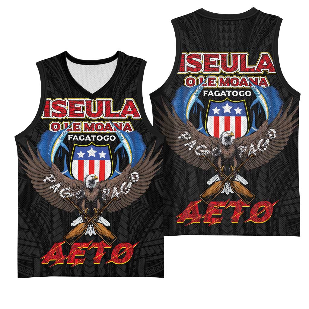 American Samoa Fautasi Basketball Jersey Pago Pago Aeto and Iseula o le Moana of Fagatogo Black Color - Polynesian Pride