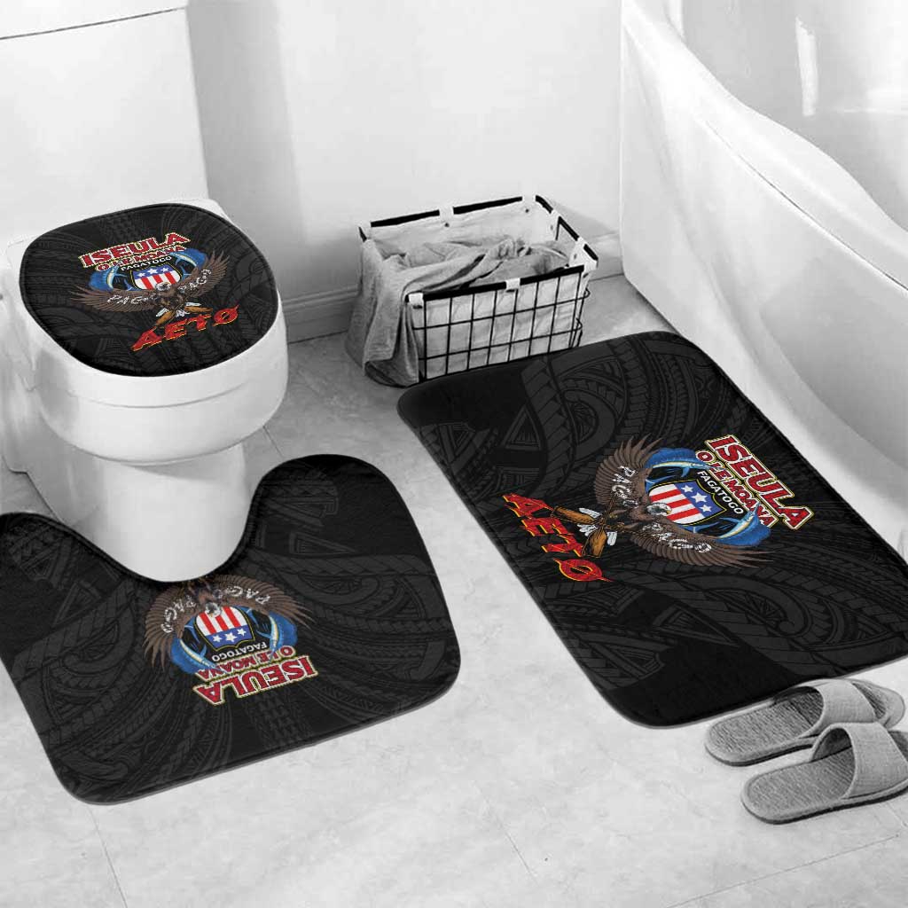 American Samoa Fautasi Bathroom Set Pago Pago Aeto and Iseula o le Moana of Fagatogo Black Color - Polynesian Pride