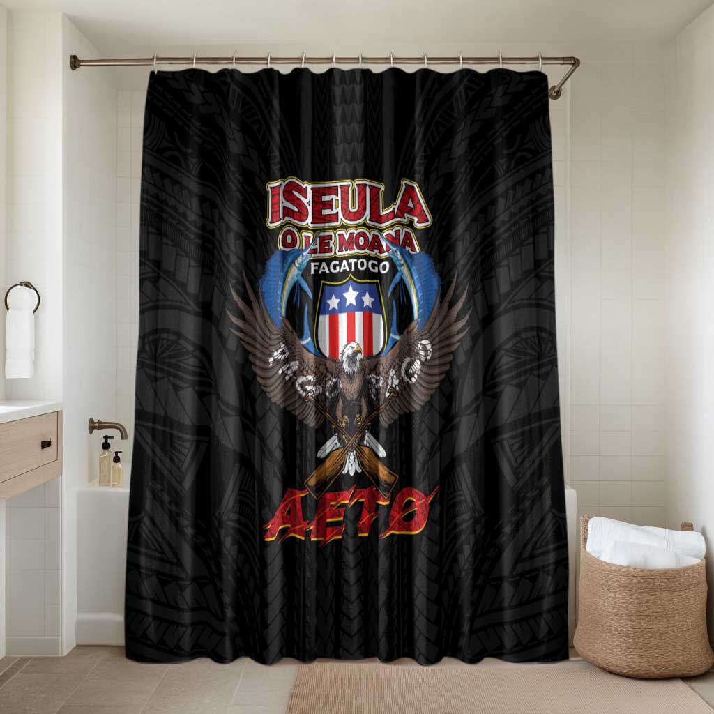American Samoa Fautasi Bathroom Set Pago Pago Aeto and Iseula o le Moana of Fagatogo Black Color - Polynesian Pride
