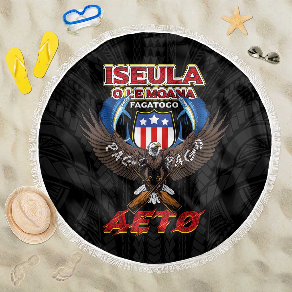 American Samoa Fautasi Beach Blanket Pago Pago Aeto and Iseula o le Moana of Fagatogo Black Color - Polynesian Pride