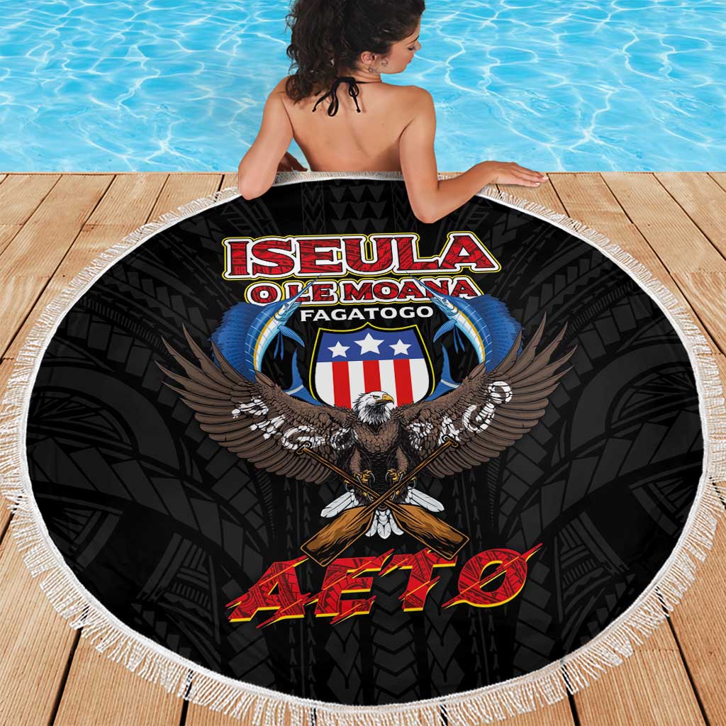 American Samoa Fautasi Beach Blanket Pago Pago Aeto and Iseula o le Moana of Fagatogo Black Color - Polynesian Pride