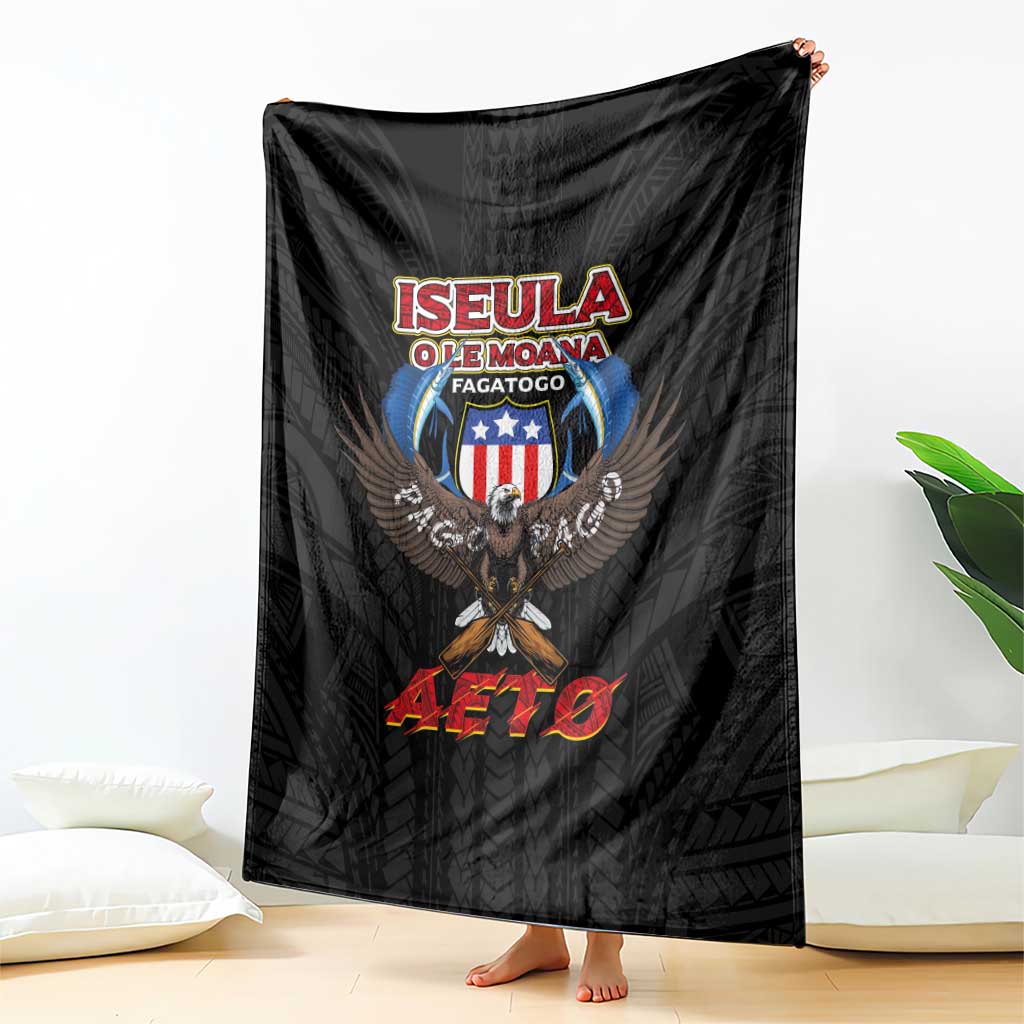 American Samoa Fautasi Blanket Pago Pago Aeto and Iseula o le Moana of Fagatogo Black Color - Polynesian Pride