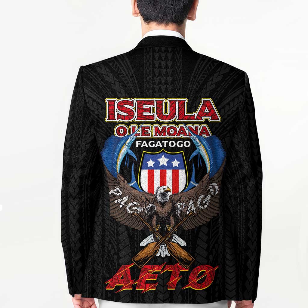American Samoa Fautasi Blazer Pago Pago Aeto and Iseula o le Moana of Fagatogo Black Color - Polynesian Pride