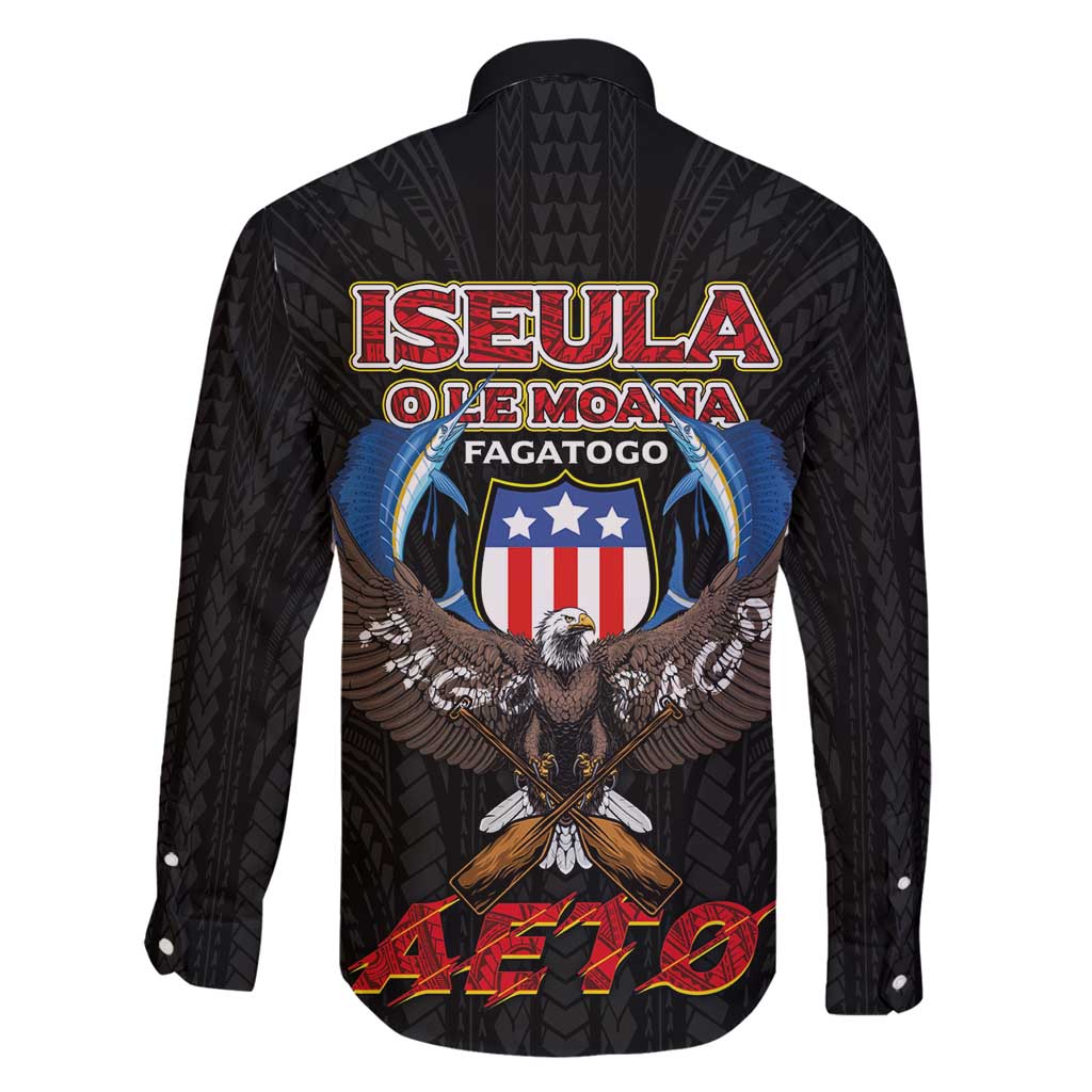 American Samoa Fautasi Family Matching Off Shoulder Short Dress and Hawaiian Shirt Pago Pago Aeto and Iseula o le Moana of Fagatogo Black Color - Polynesian Pride