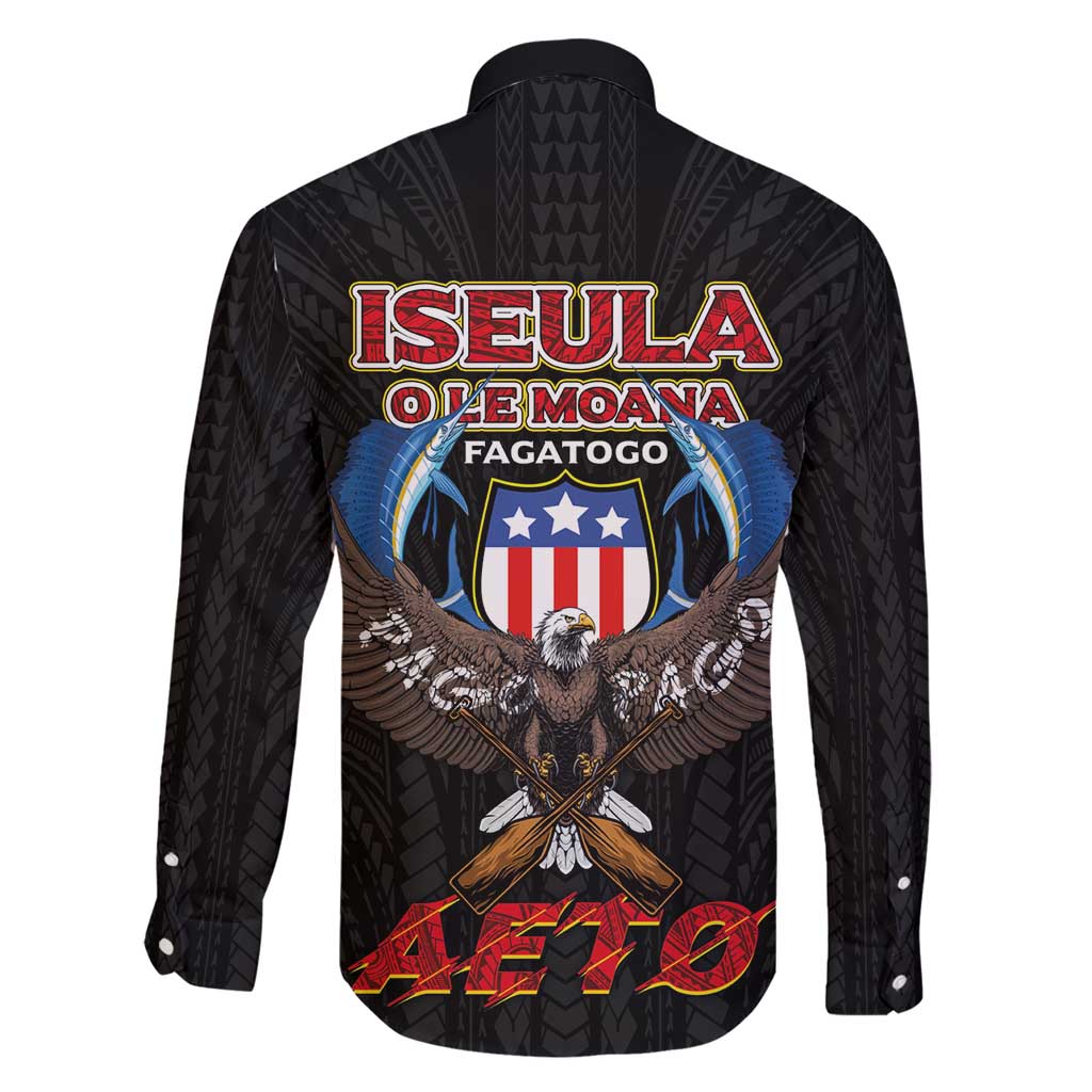 American Samoa Fautasi Family Matching Short Sleeve Bodycon Dress and Hawaiian Shirt Pago Pago Aeto and Iseula o le Moana of Fagatogo Black Color - Polynesian Pride