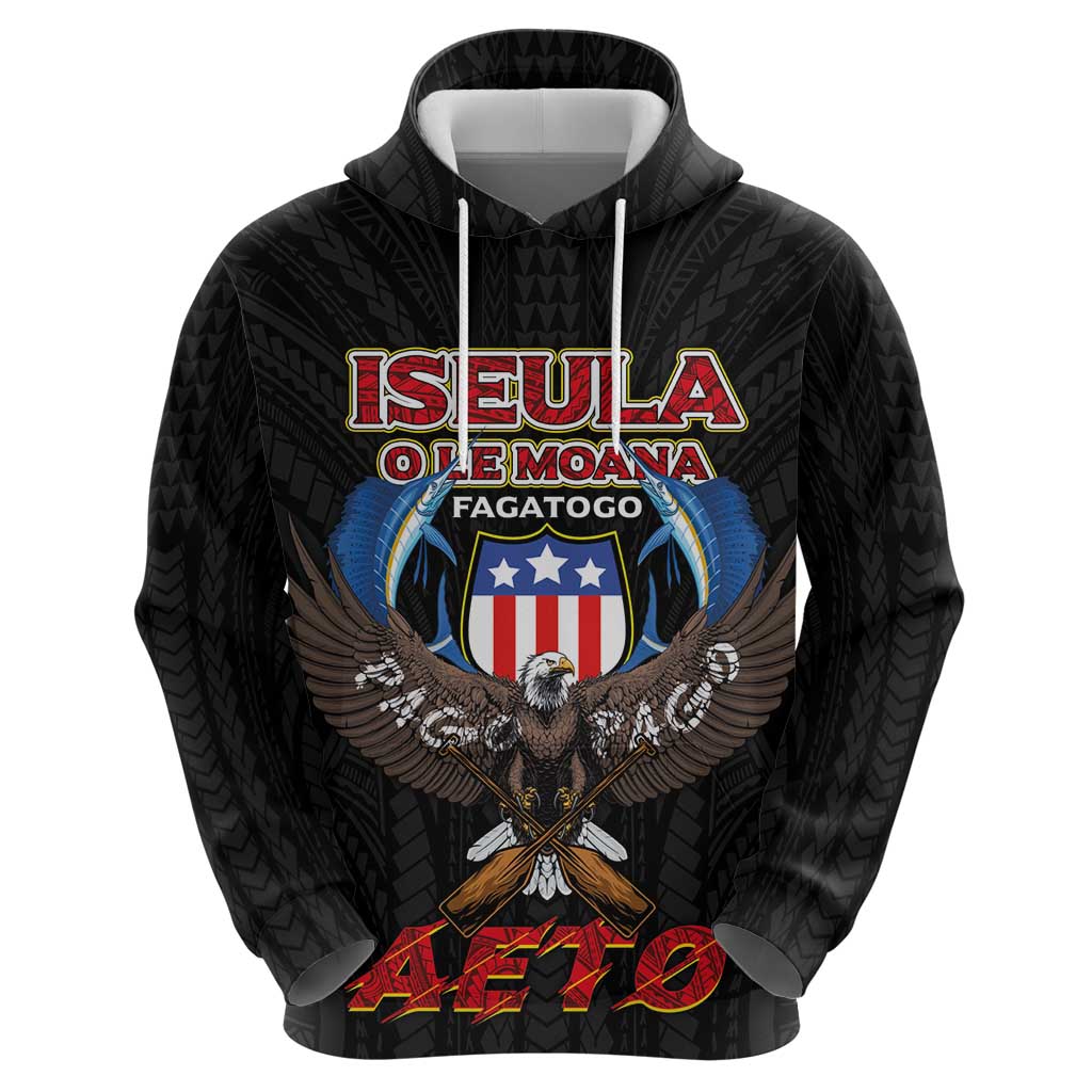 American Samoa Fautasi Hoodie Pago Pago Aeto and Iseula o le Moana of Fagatogo Black Color - Polynesian Pride