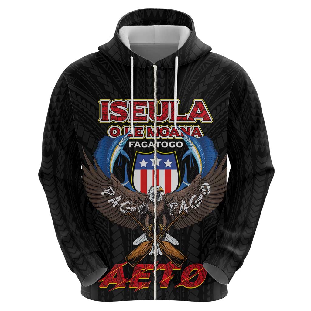 American Samoa Fautasi Hoodie Pago Pago Aeto and Iseula o le Moana of Fagatogo Black Color - Polynesian Pride