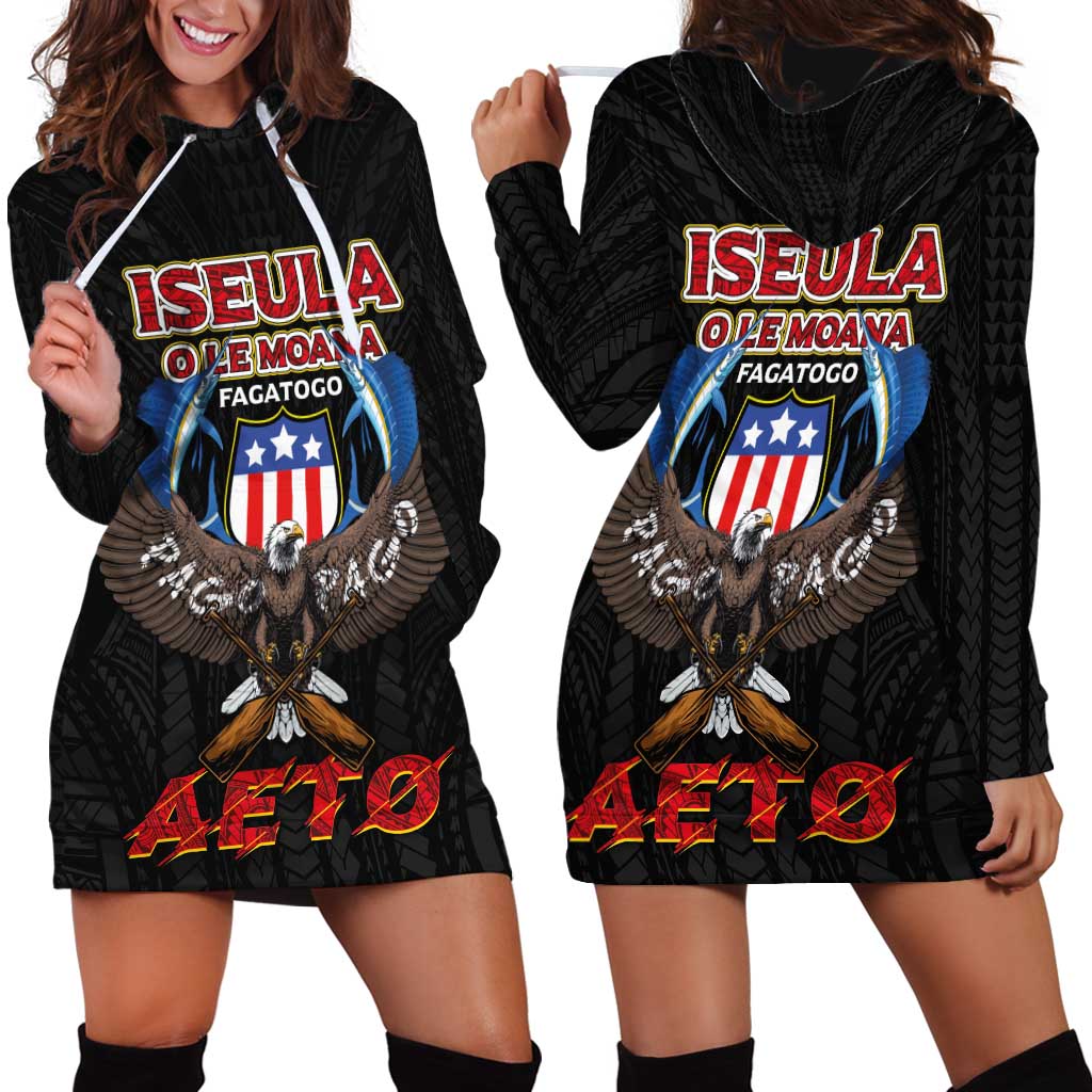 American Samoa Fautasi Hoodie Dress Pago Pago Aeto and Iseula o le Moana of Fagatogo Black Color - Polynesian Pride