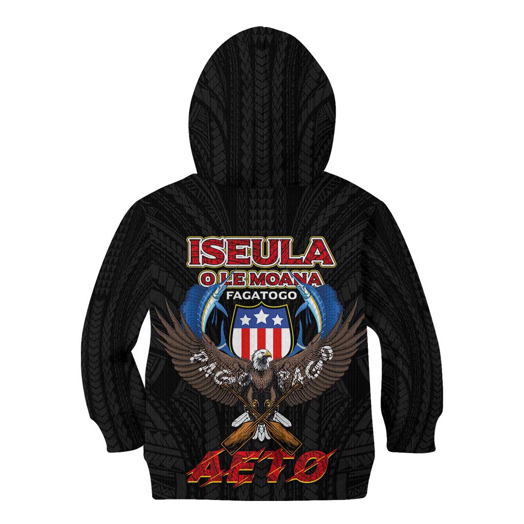American Samoa Fautasi Kid Hoodie Pago Pago Aeto and Iseula o le Moana of Fagatogo Black Color - Polynesian Pride