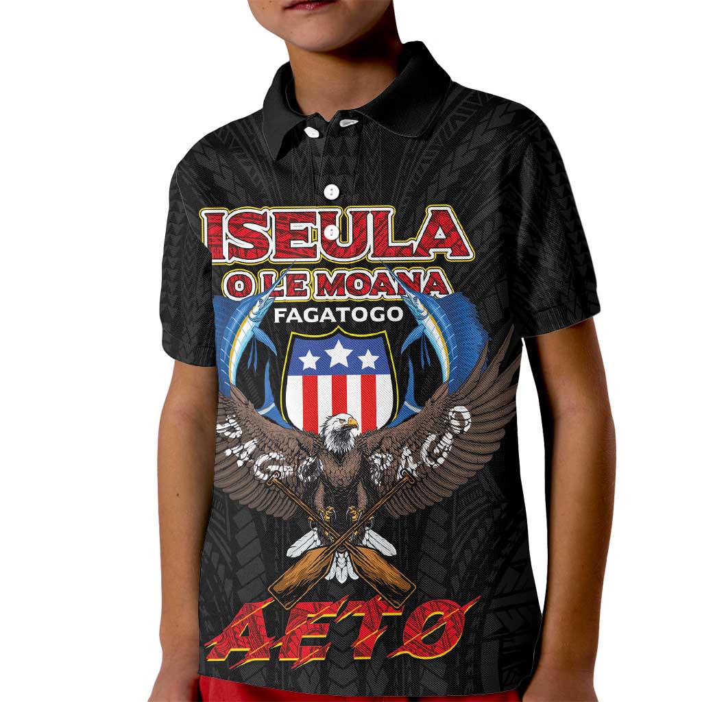 American Samoa Fautasi Kid Polo Shirt Pago Pago Aeto and Iseula o le Moana of Fagatogo Black Color - Polynesian Pride