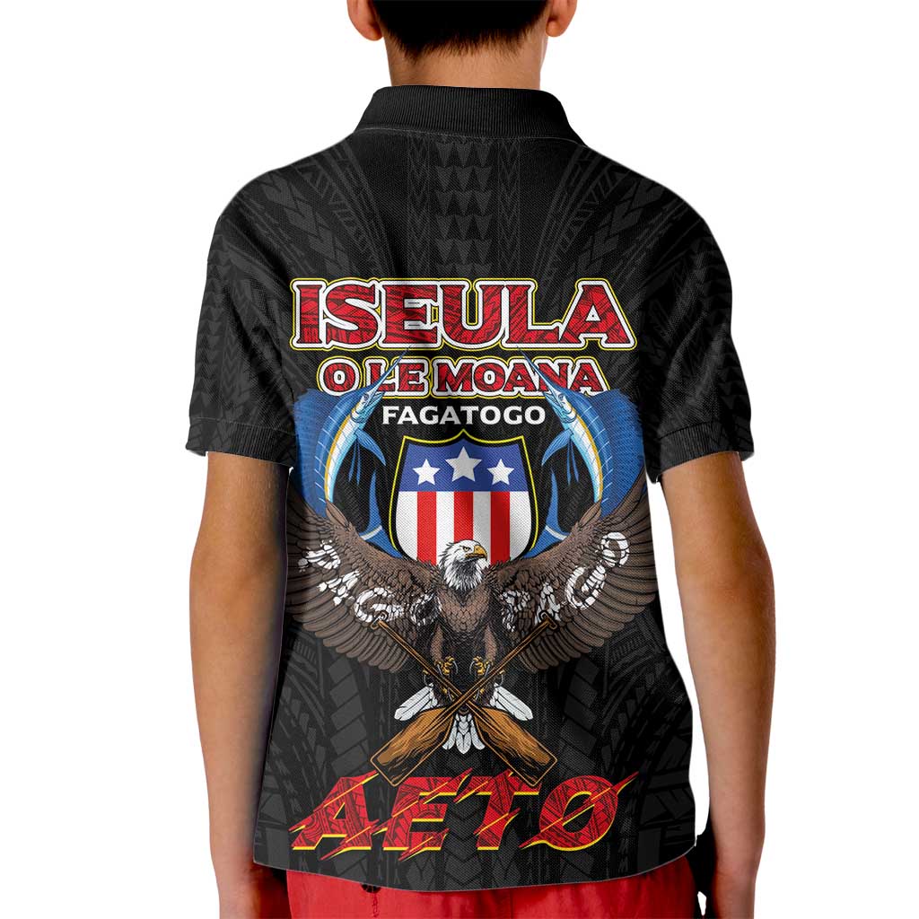 American Samoa Fautasi Kid Polo Shirt Pago Pago Aeto and Iseula o le Moana of Fagatogo Black Color - Polynesian Pride