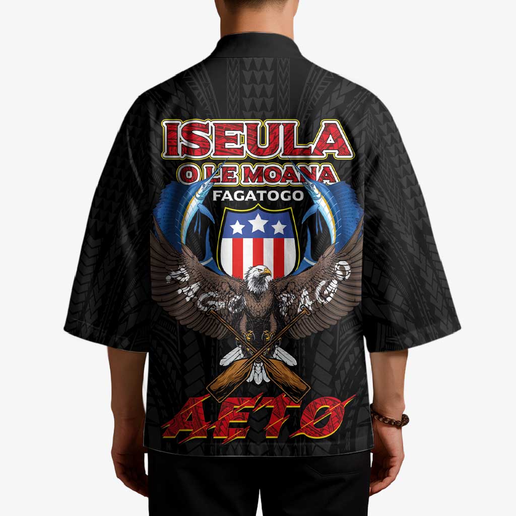 American Samoa Fautasi Kimono Pago Pago Aeto and Iseula o le Moana of Fagatogo Black Color - Polynesian Pride