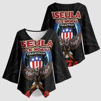 American Samoa Fautasi Kimono Sleeve Blouse Pago Pago Aeto and Iseula o le Moana of Fagatogo Black Color - Polynesian Pride