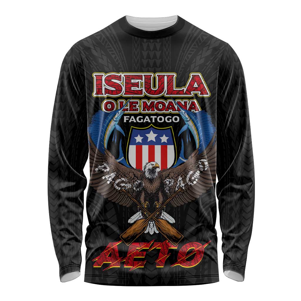 American Samoa Fautasi Long Sleeve Shirt Pago Pago Aeto and Iseula o le Moana of Fagatogo Black Color - Polynesian Pride