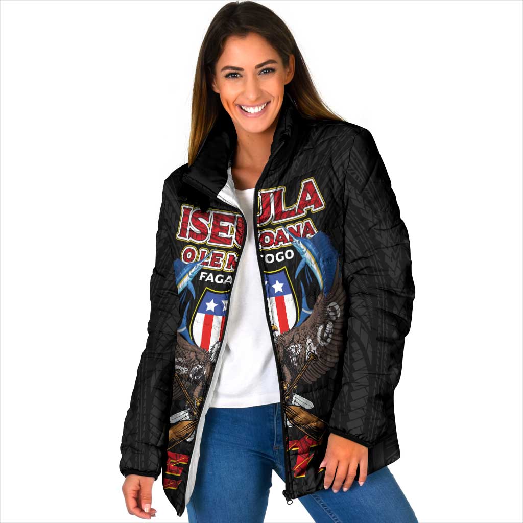 American Samoa Fautasi Padded Jacket Pago Pago Aeto and Iseula o le Moana of Fagatogo Black Color - Polynesian Pride