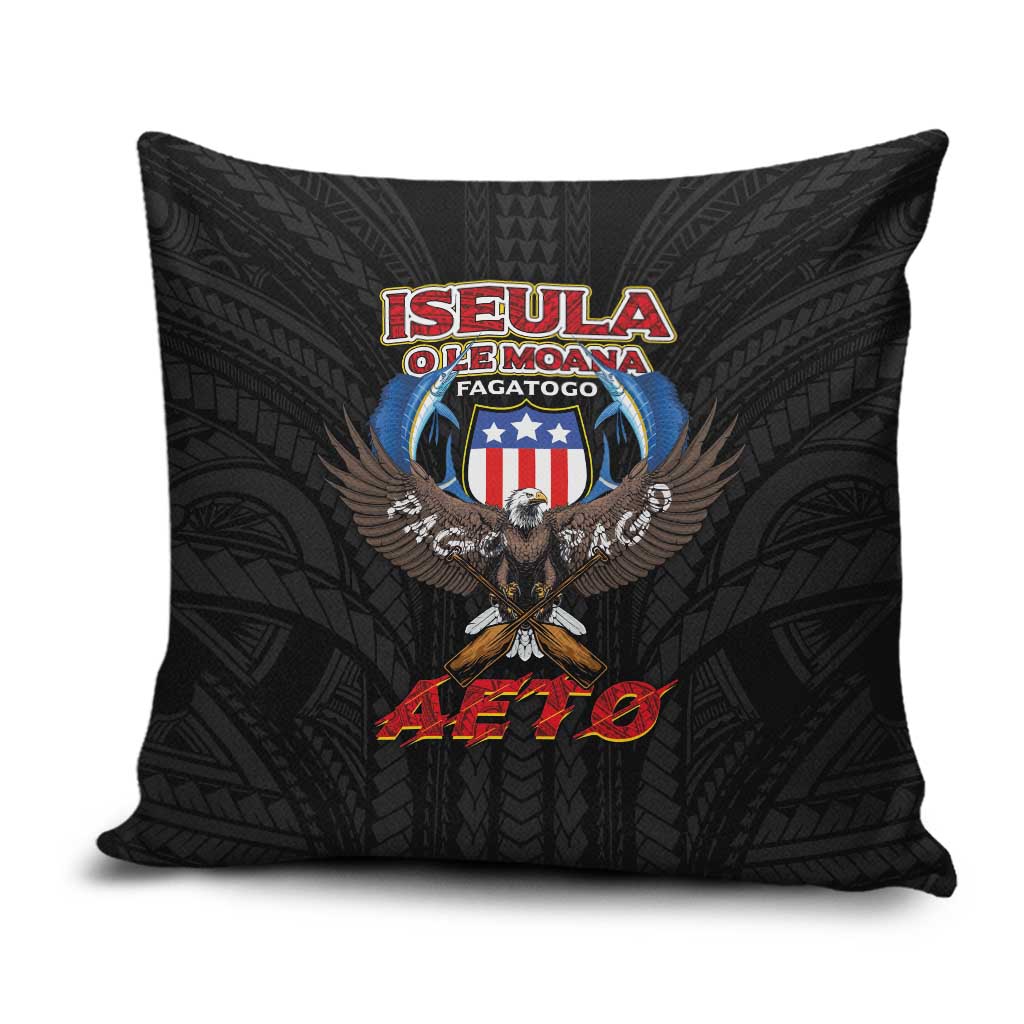 American Samoa Fautasi Pillow Cover Pago Pago Aeto and Iseula o le Moana of Fagatogo Black Color - Polynesian Pride