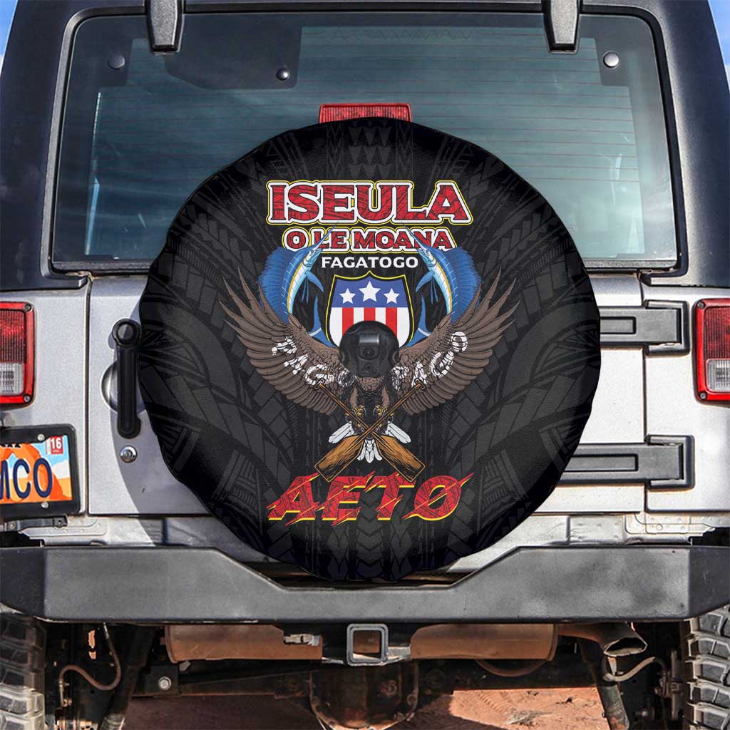 American Samoa Fautasi Spare Tire Cover Pago Pago Aeto and Iseula o le Moana of Fagatogo Black Color - Polynesian Pride