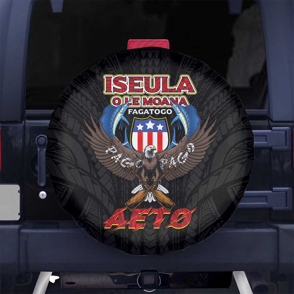 American Samoa Fautasi Spare Tire Cover Pago Pago Aeto and Iseula o le Moana of Fagatogo Black Color - Polynesian Pride
