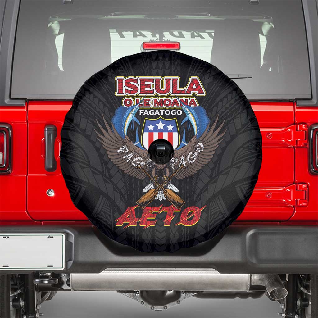 American Samoa Fautasi Spare Tire Cover Pago Pago Aeto and Iseula o le Moana of Fagatogo Black Color - Polynesian Pride